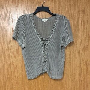 Gilded Intent Gray Ribbed Crop Top